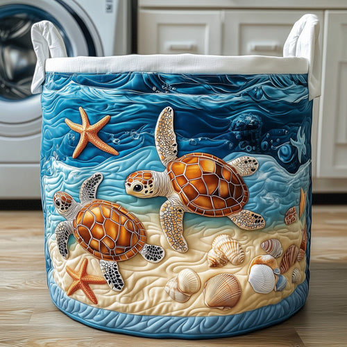Turtle Couple Quilted Laundry Basket GFTOXM183