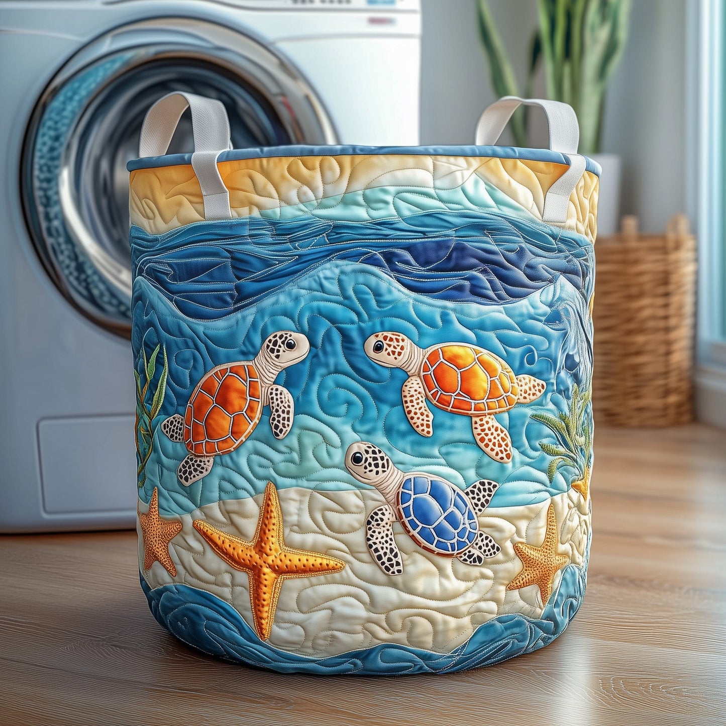 Turtle Buddies Quilted Laundry Basket GFTOXM184