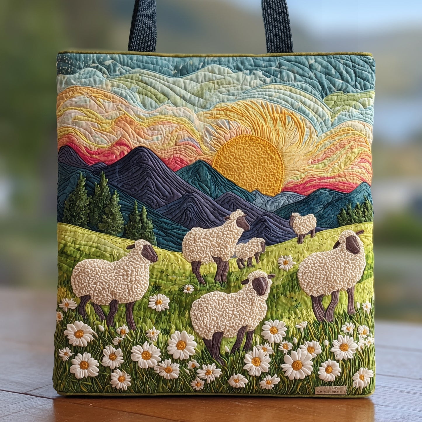 Sheep on field Quilted Tote Bag GFTOXM18