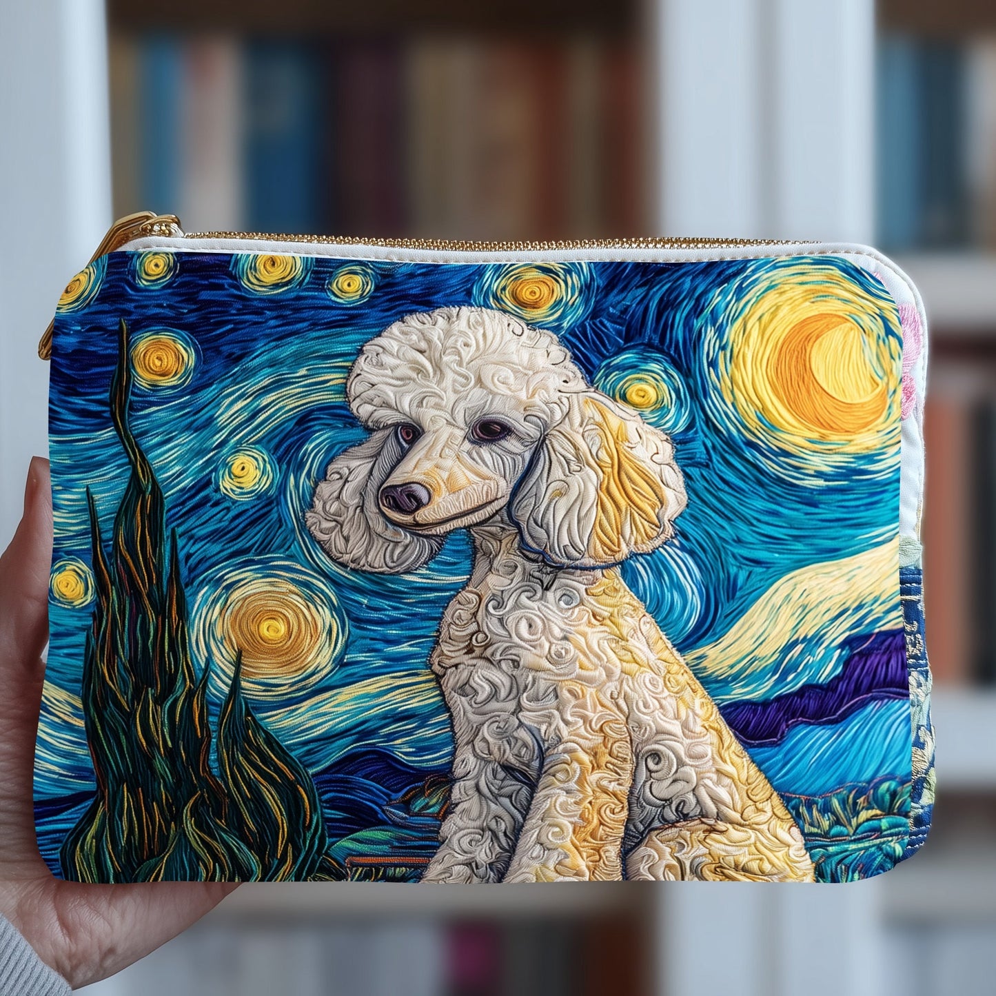 Poodle Under Starry Night Quilted Purse GFTOXM197