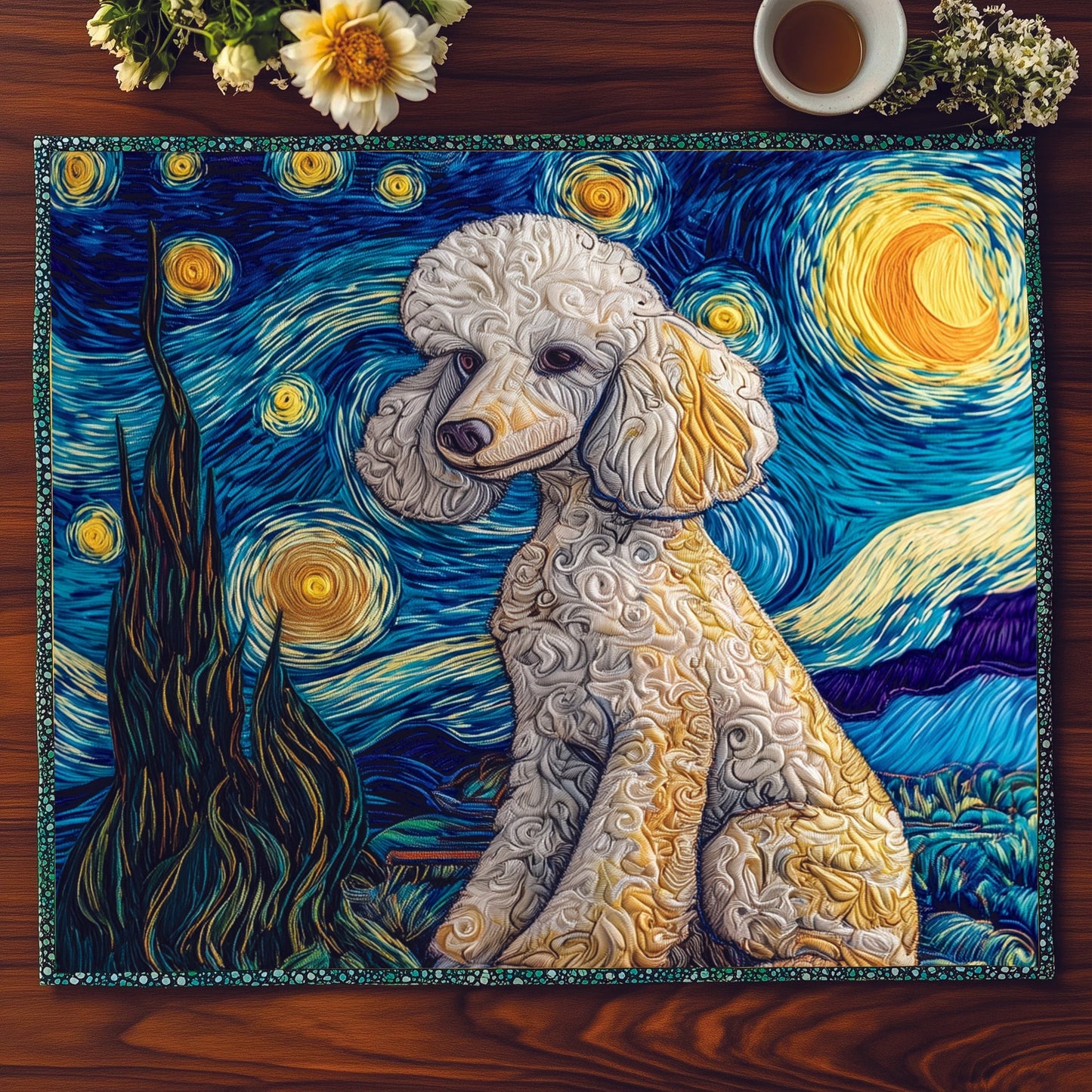 Poodle Under Starry Night Quilted Place Mat GFTOXM198