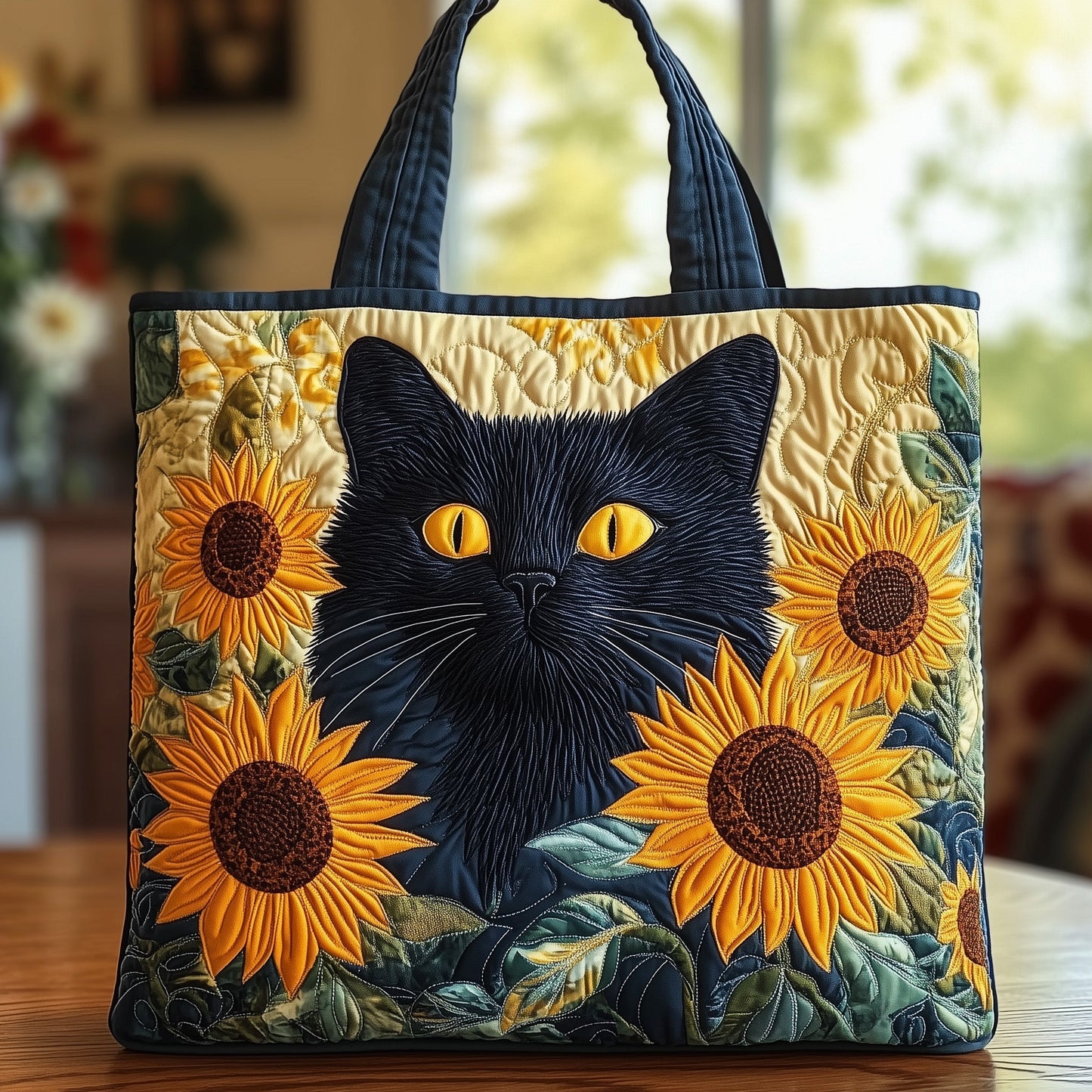 Sunflower And Cat Quilted Tote Bag GFTOXM201