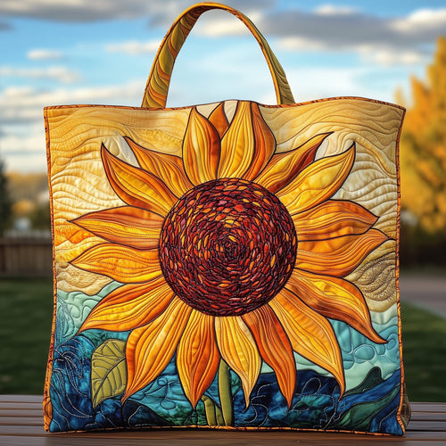 Stained Glass Sunflower Quilted Tote Bag GFTOXM204