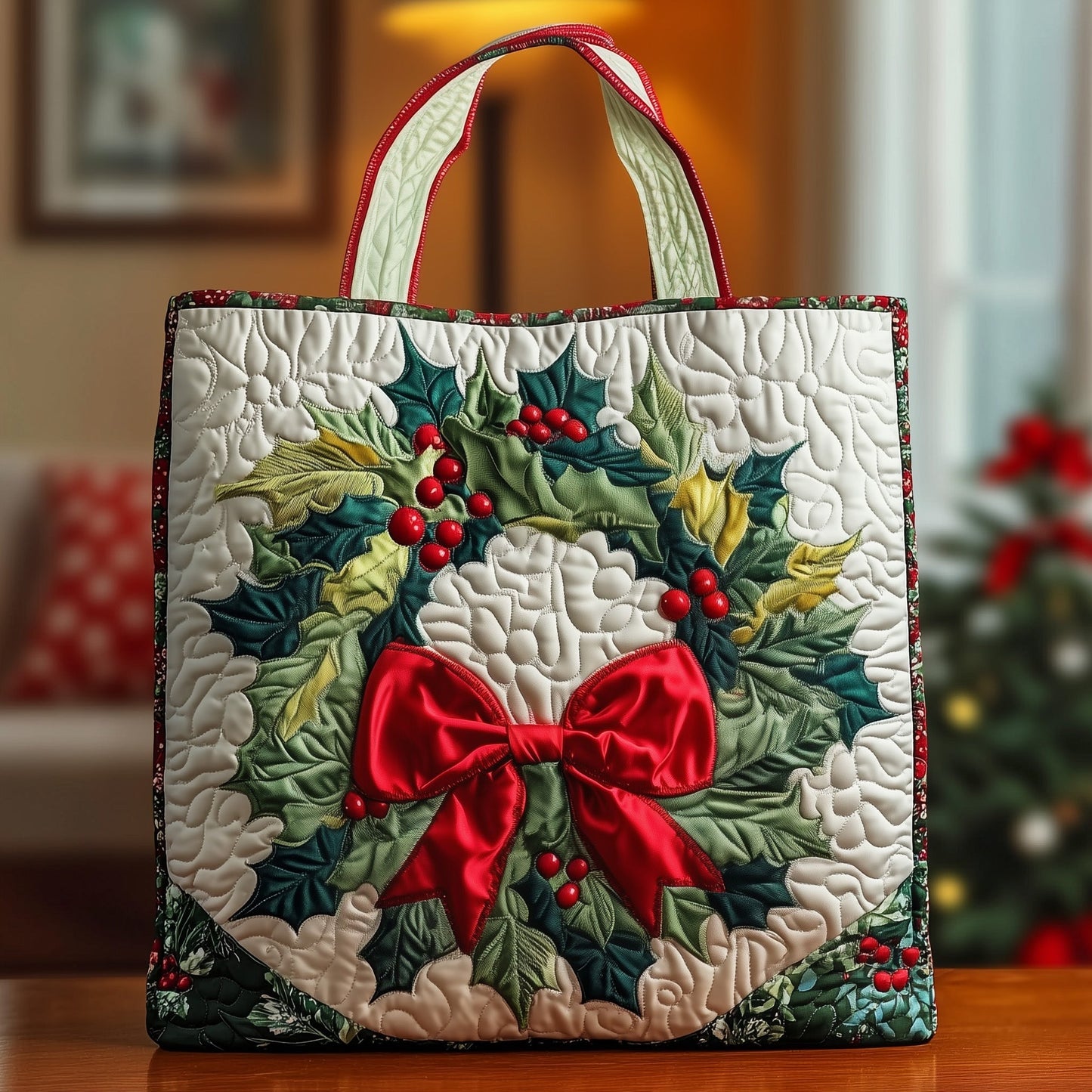 Christmas Wreath Quilted Tote Bag GFTOXM216