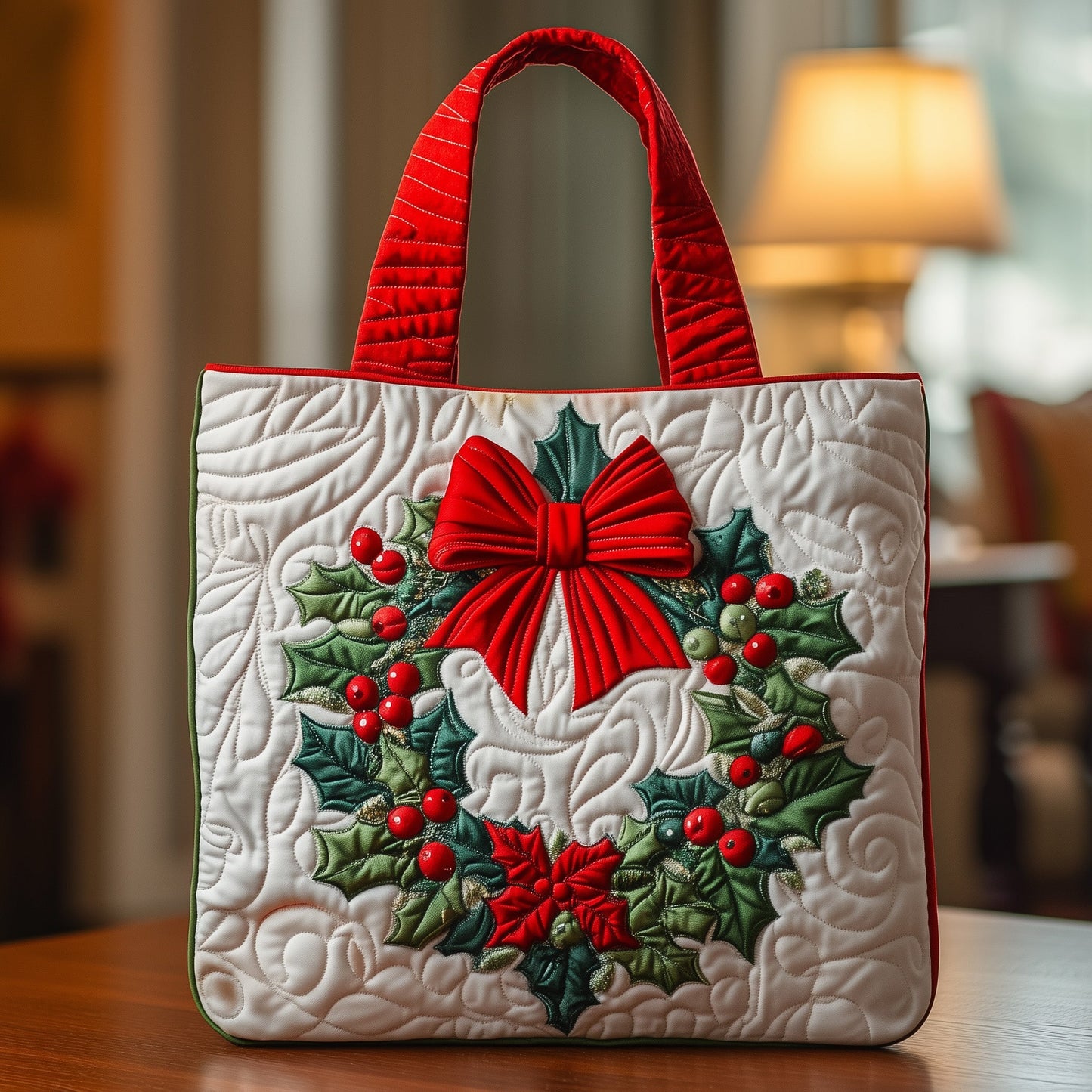 Christmas Wreath Quilted Tote Bag GFTOXM219
