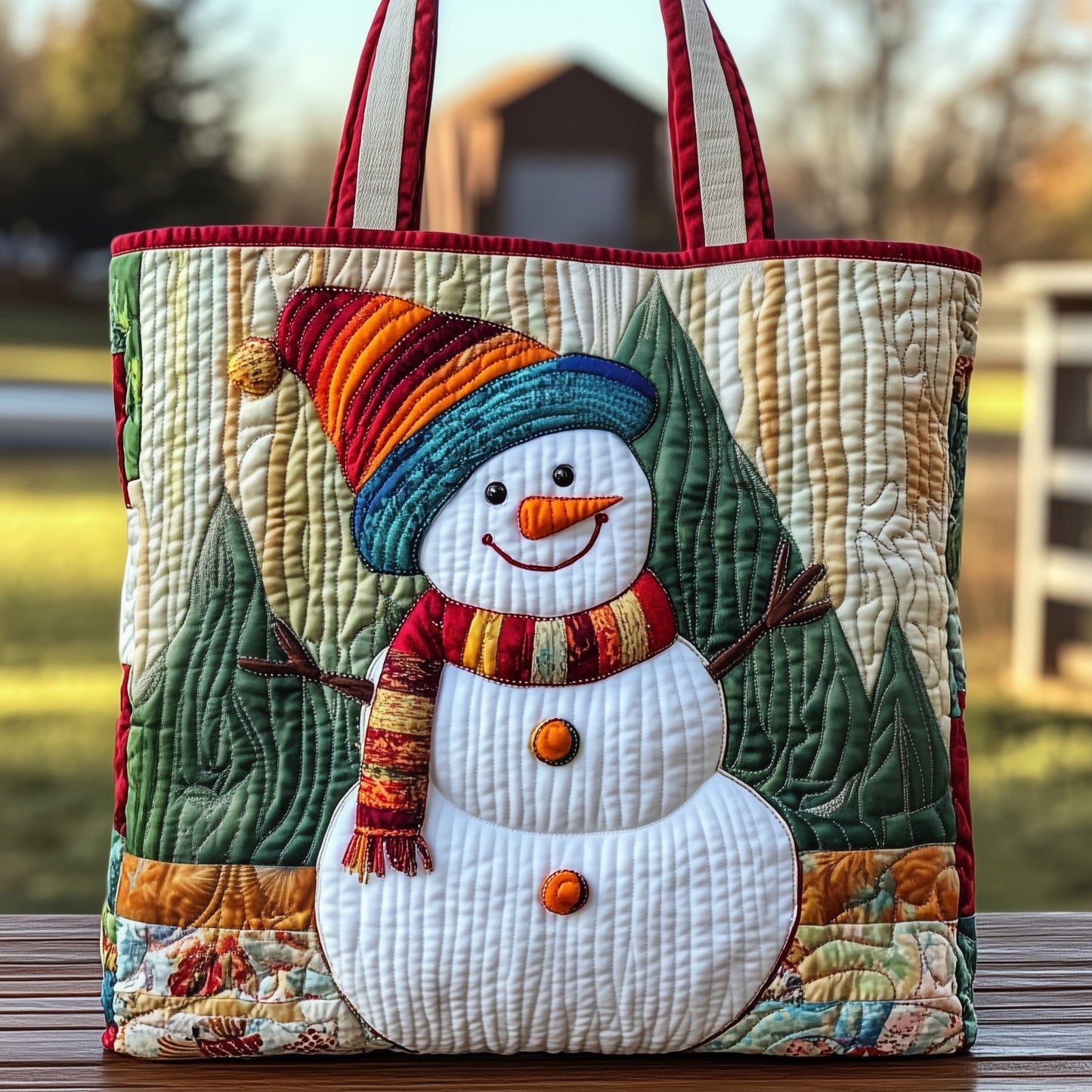 Christmas Snowman Quilted Tote Bag GFTOXM220