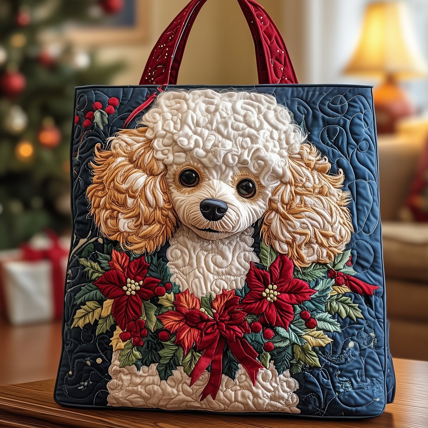 Christmas Poodle Quilted Tote Bag GFTOXM243