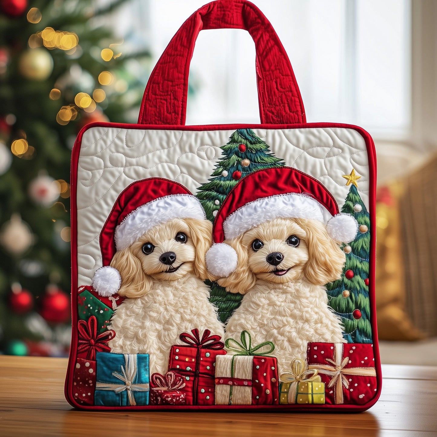 Christmas Poodle Quilted Tote Bag GFTOXM244
