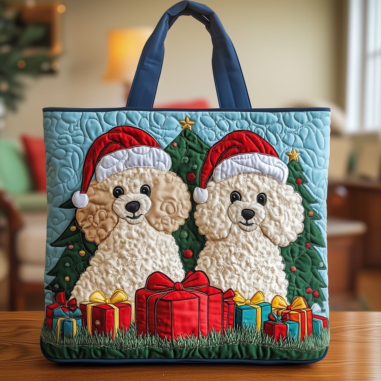 Christmas Poodle Quilted Tote Bag GFTOXM246