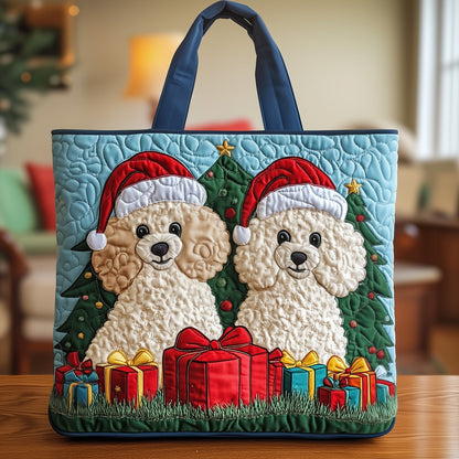 Christmas Poodle Quilted Tote Bag GFTOXM246
