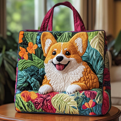 Floral Corgi Quilted Tote Bag GFTOXM290
