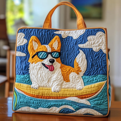 Corgi Surfing Quilted Tote Bag GFTOXM291