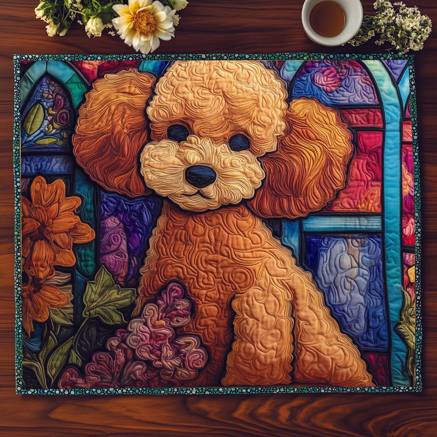 Stained Glass Poodle Quilted Placemat GFTOXM295