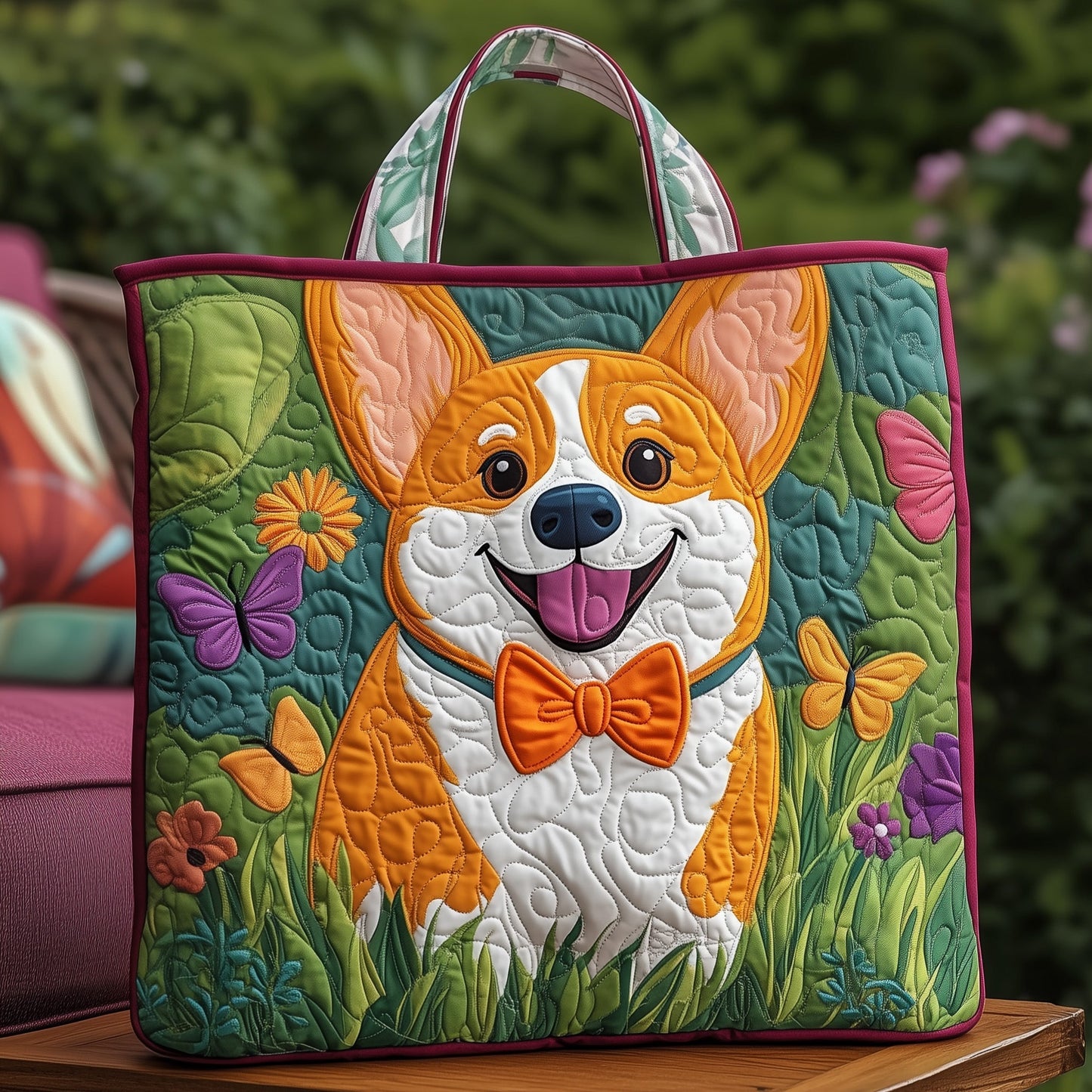 Corgi Garden Quilted Tote Bag GFTOXM300
