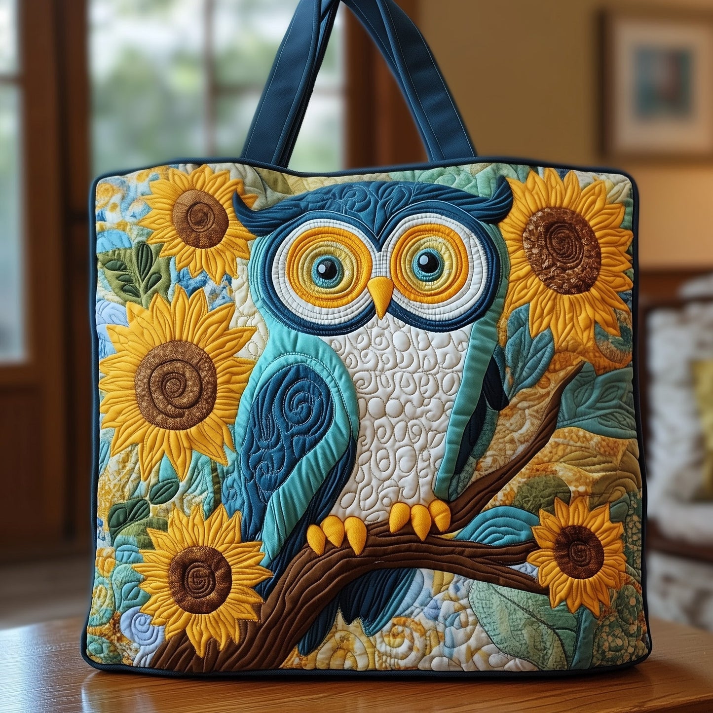 Sunflower Owl Quilted Tote Bag GFTOXM303