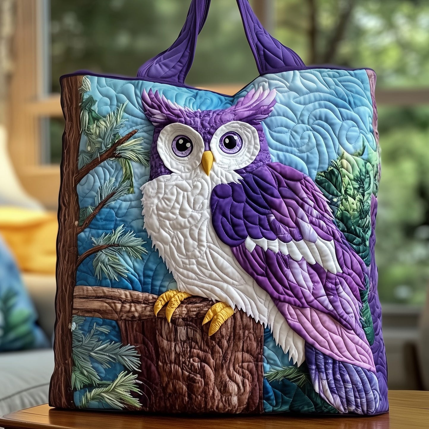 Purple Owl Quilted Tote Bag GFTOXM305