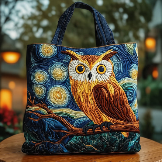 Owl Under Starry Night Quilted Tote Bag GFTOXM307