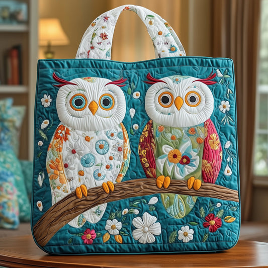 Owl Couple Quilted Tote Bag GFTOXM308