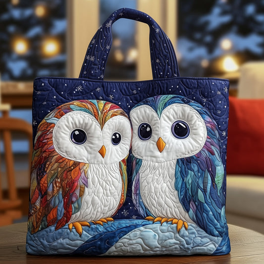 Snowy Owl Couple Quilted Tote Bag GFTOXM312