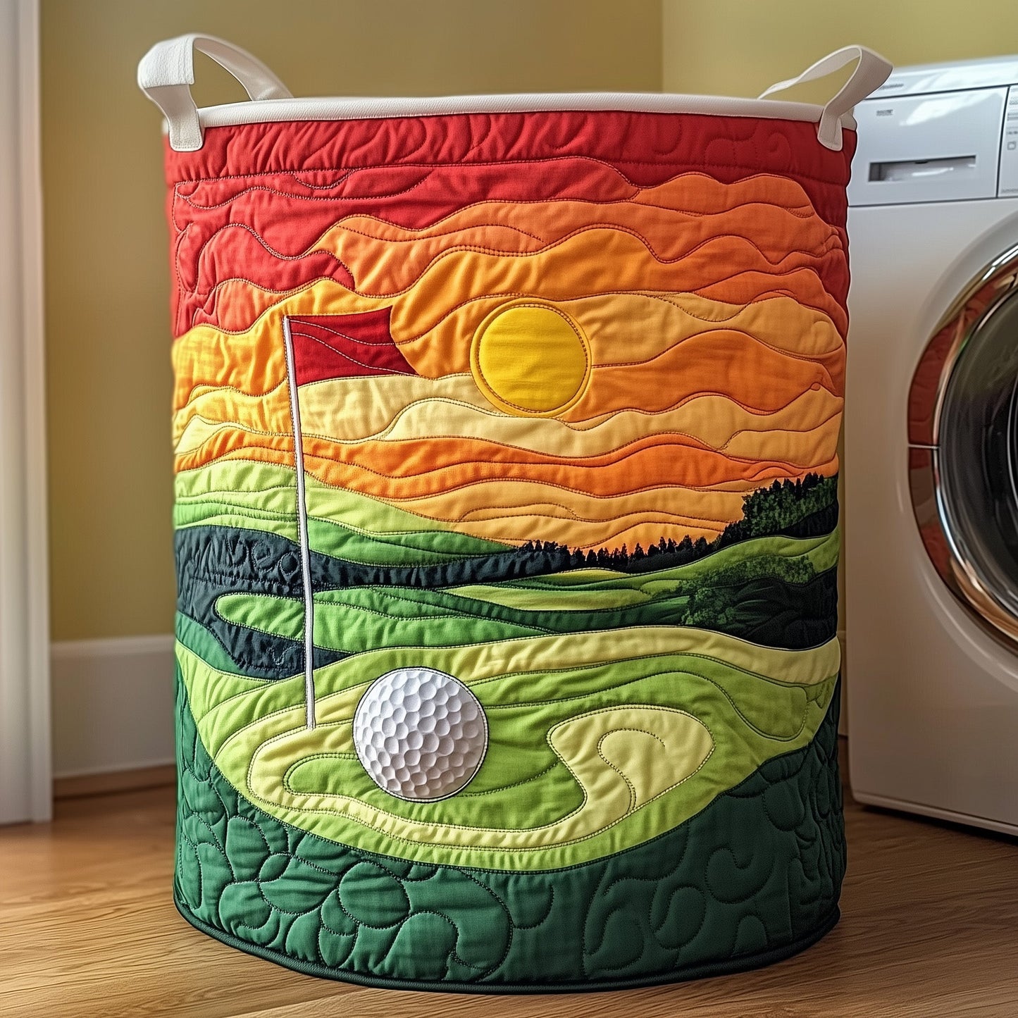 Golf At Sunset Quilted Laundry Basket GFTOXM319