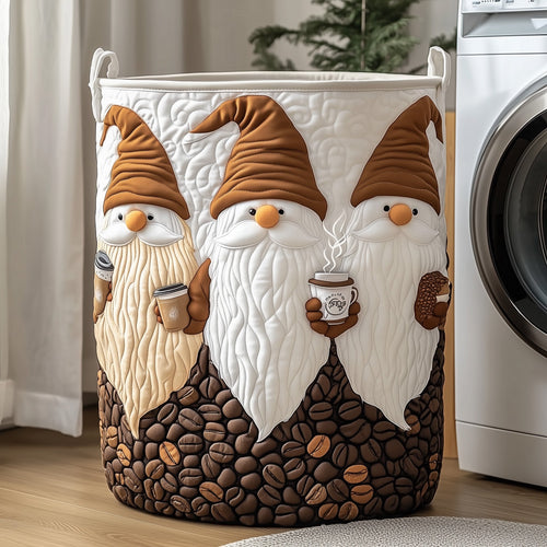 Gnome With Coffee Quilted Laundry Basket GFTOXM324