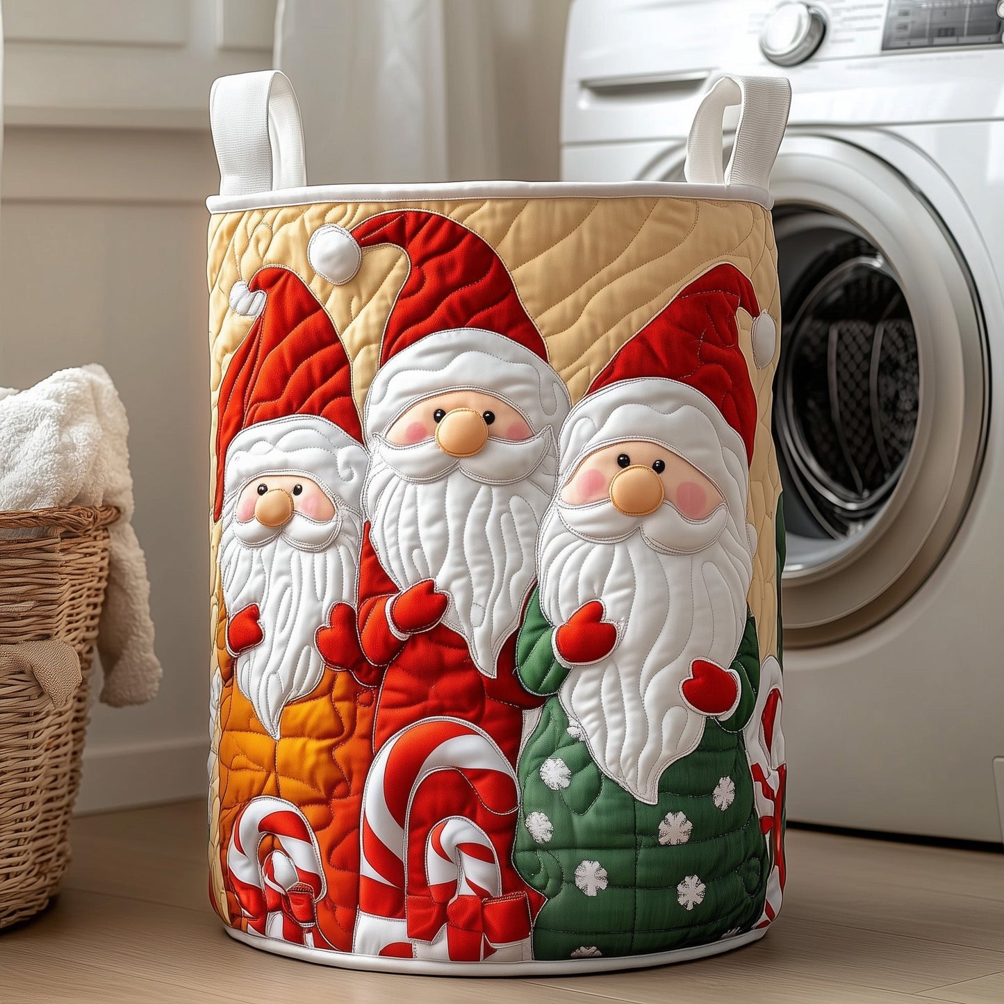 Santa Claus Gnome Quilted Laundry Basket GFTOXM330