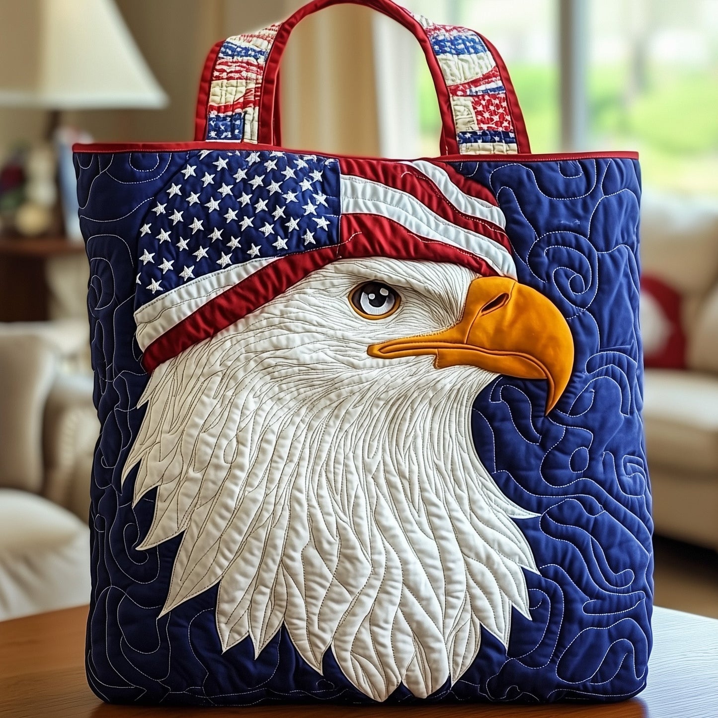Patriotic Eagle Quilted Tote Bag GFTOXM349