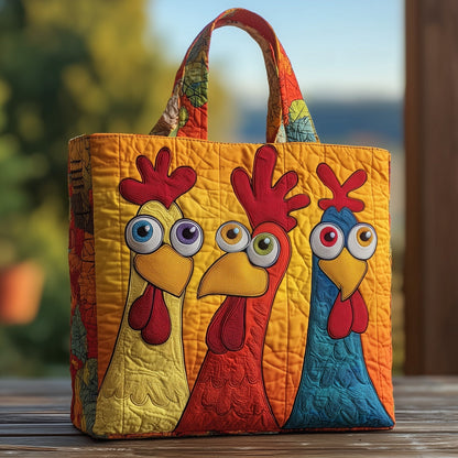 Funny chickens Quilted Tote Bag GFTOXM36