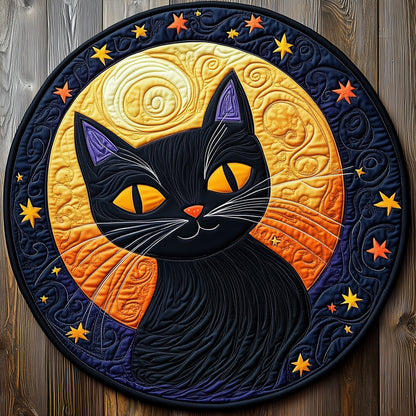 Moonlight Cat Quilted Round Mat GFTOXM373