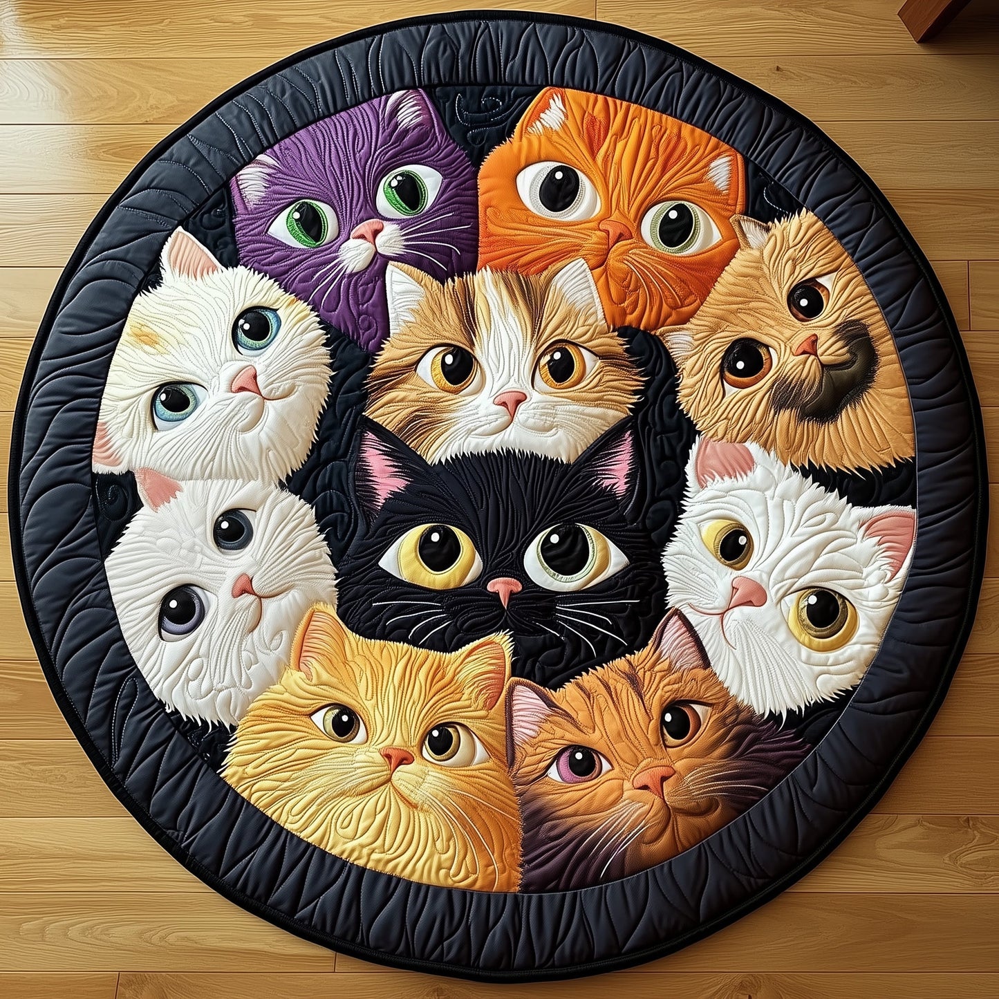 Cat Friends Quilted Round Mat GFTOXM374