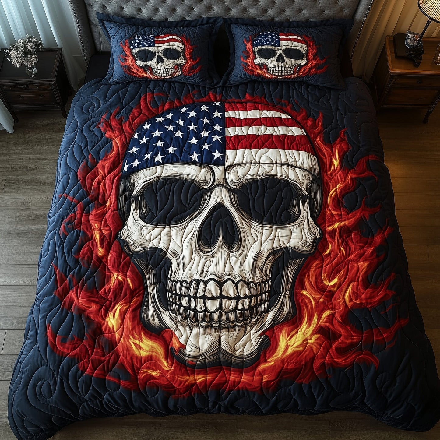 American Skull Duvet Cover Set GFTOXM382
