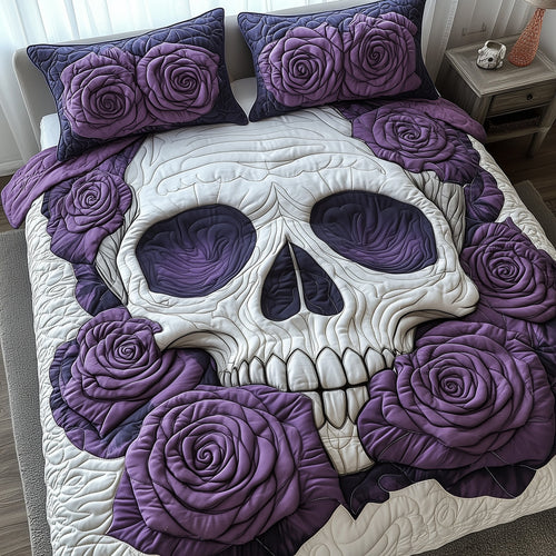 Purple Rose Skull Duvet Cover Set GFTOXM384