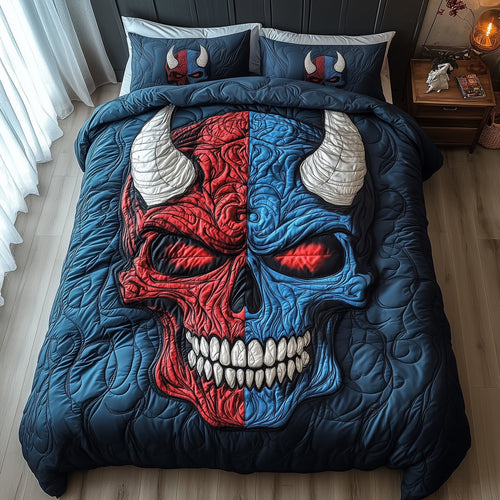 Half Evil Skull Duvet Cover Set GFTOXM385