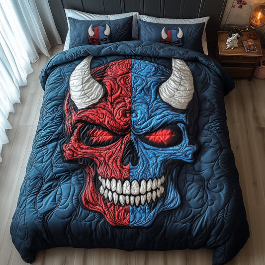 Half Evil Skull Duvet Cover Set GFTOXM385
