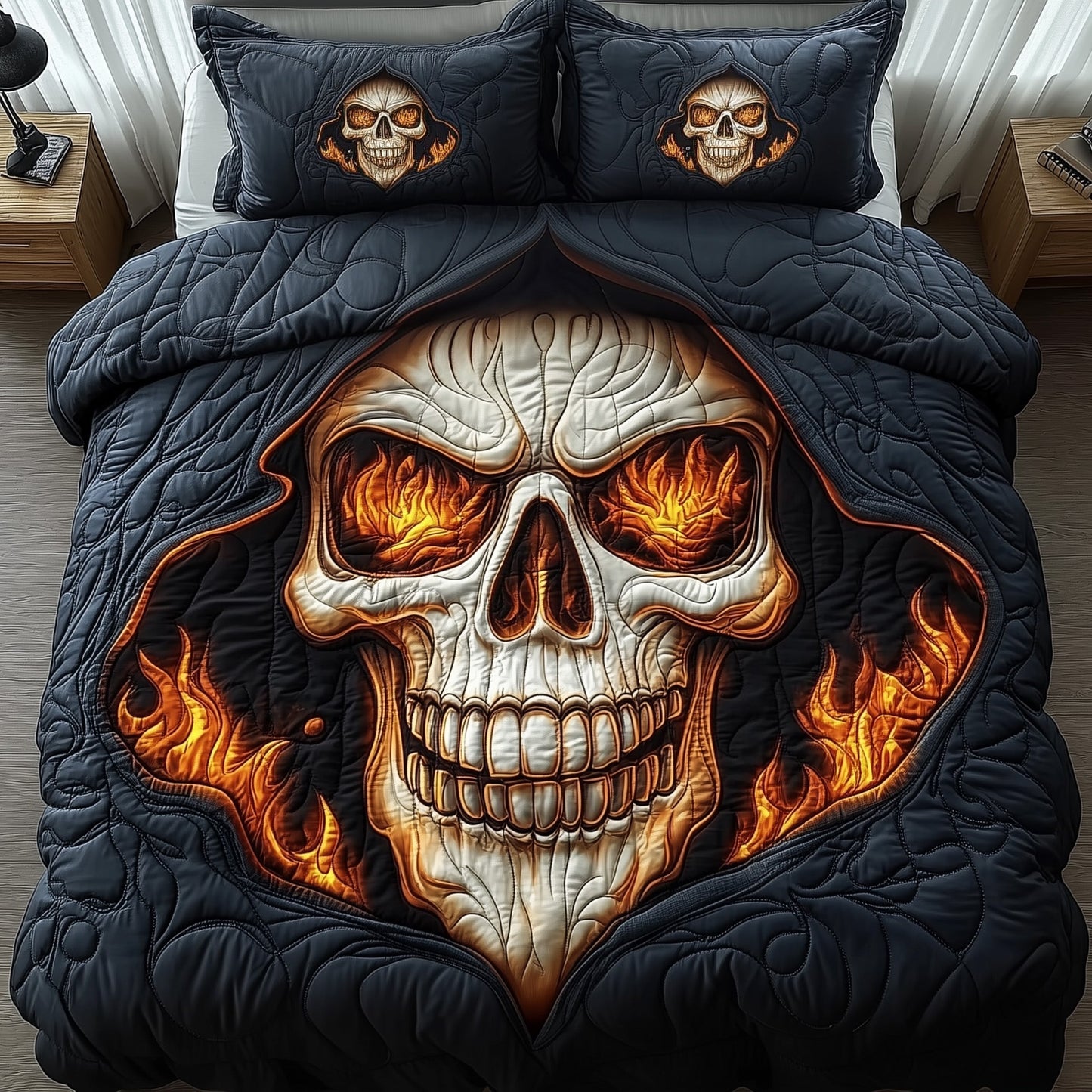 Fire Skull Duvet Cover Set GFTOXM386