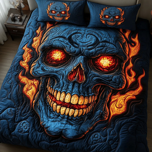Fire Blue Skull Duvet Cover Set GFTOXM394