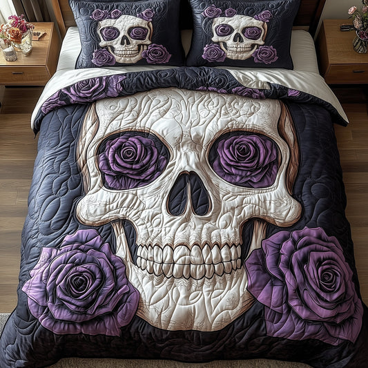 Purple Rose Skull Duvet Cover Set GFTOXM395