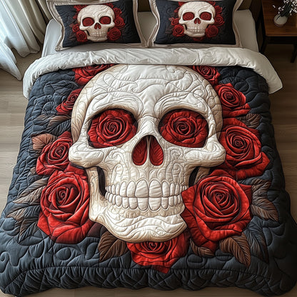 Skull With Roses Duvet Cover Set GFTOXM396