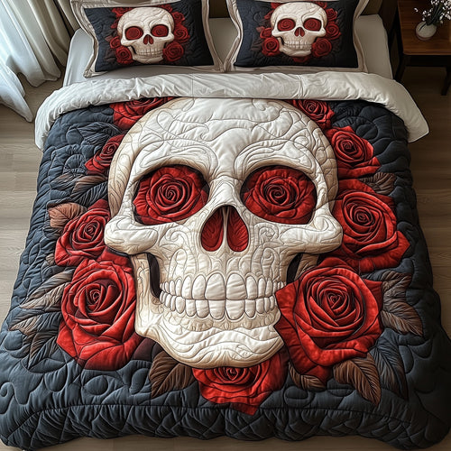 Skull With Roses Duvet Cover Set GFTOXM396