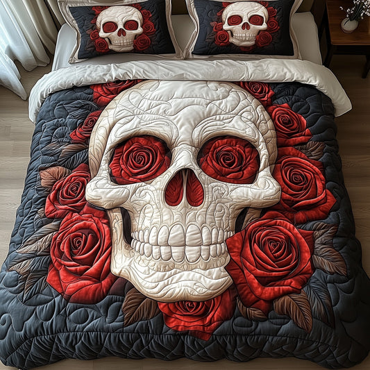 Skull With Roses Duvet Cover Set GFTOXM396