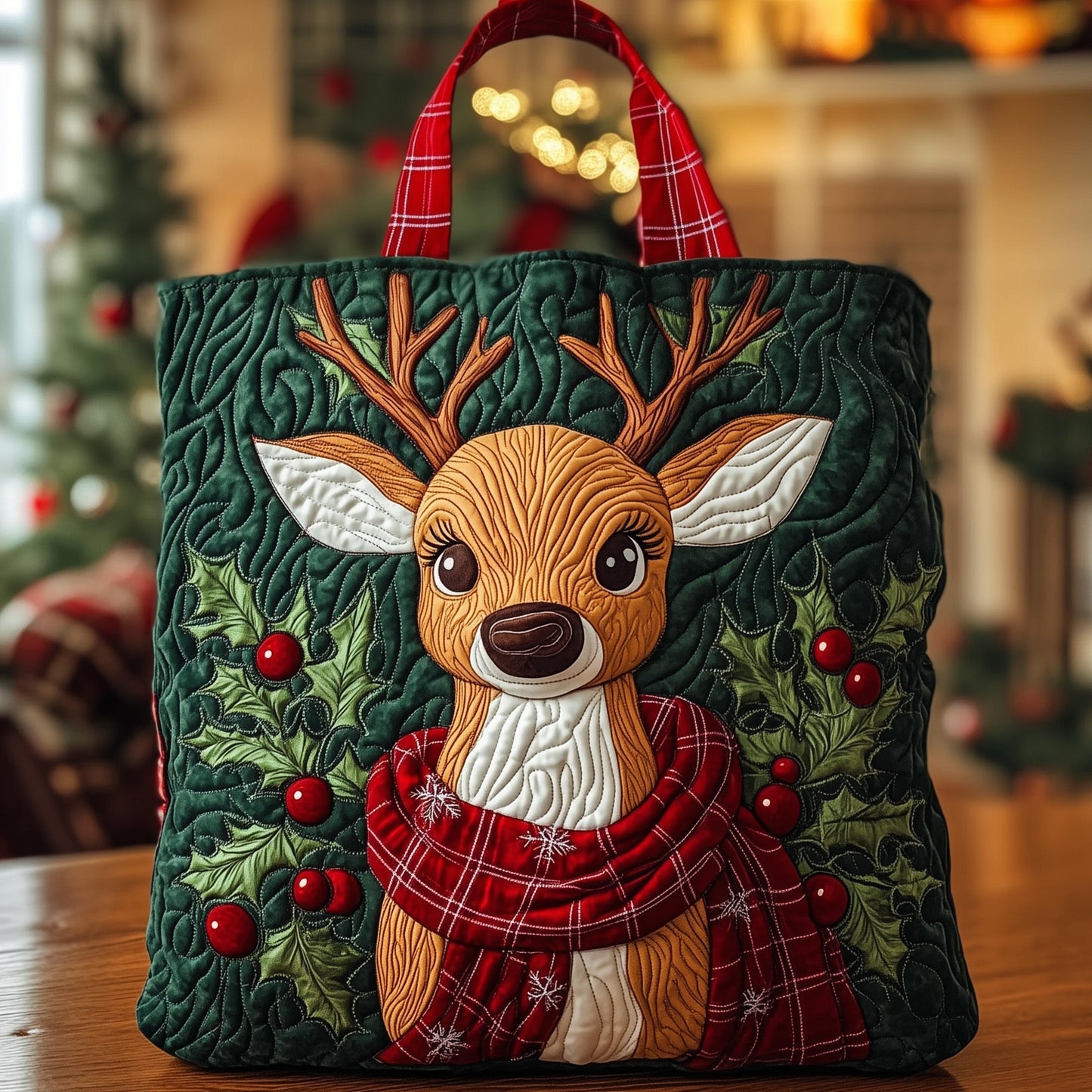 Christmas Reindeer Quilted Tote Bag GFTOXM402