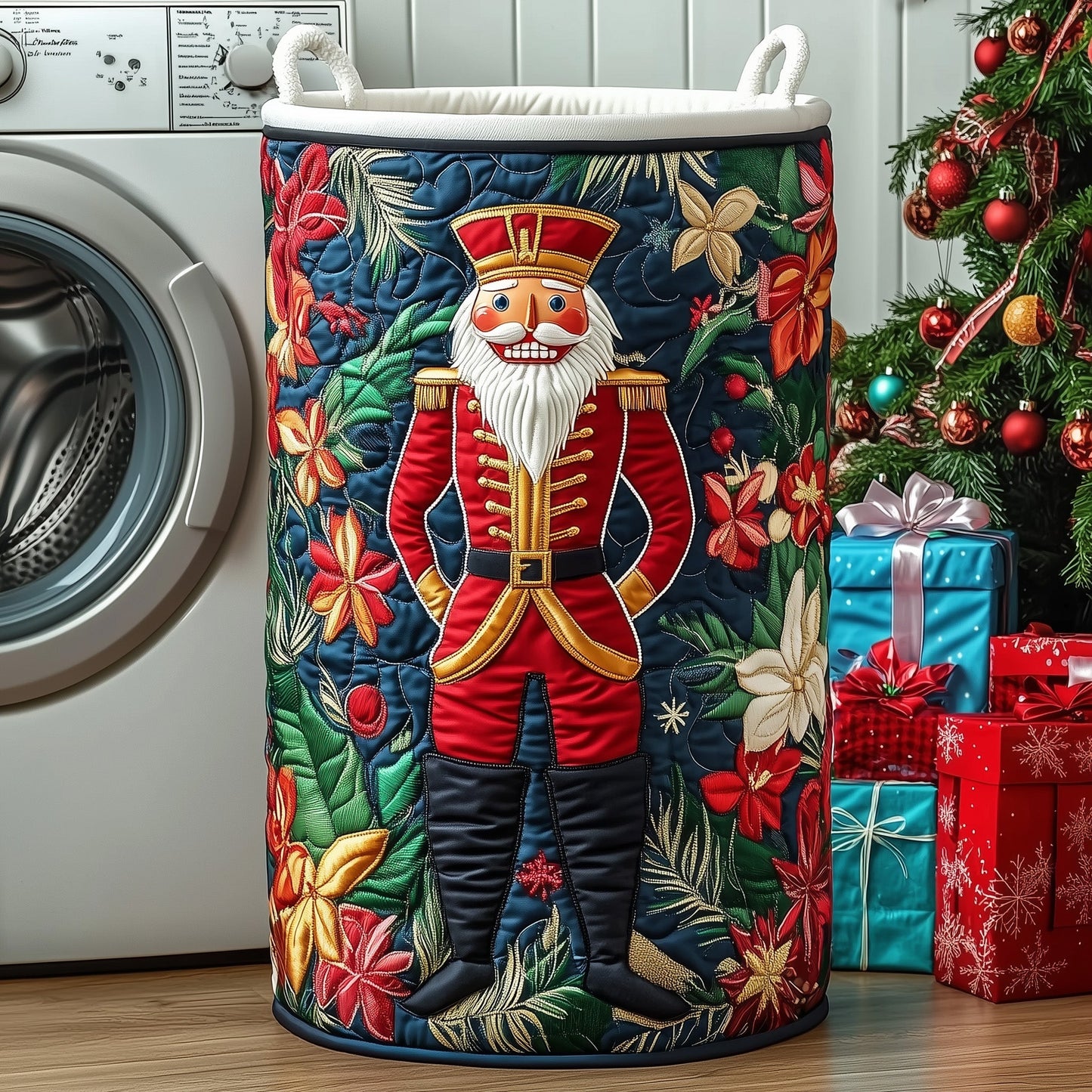 Christmas Nutcracker Quilted Laundry Basket GFTOXM426