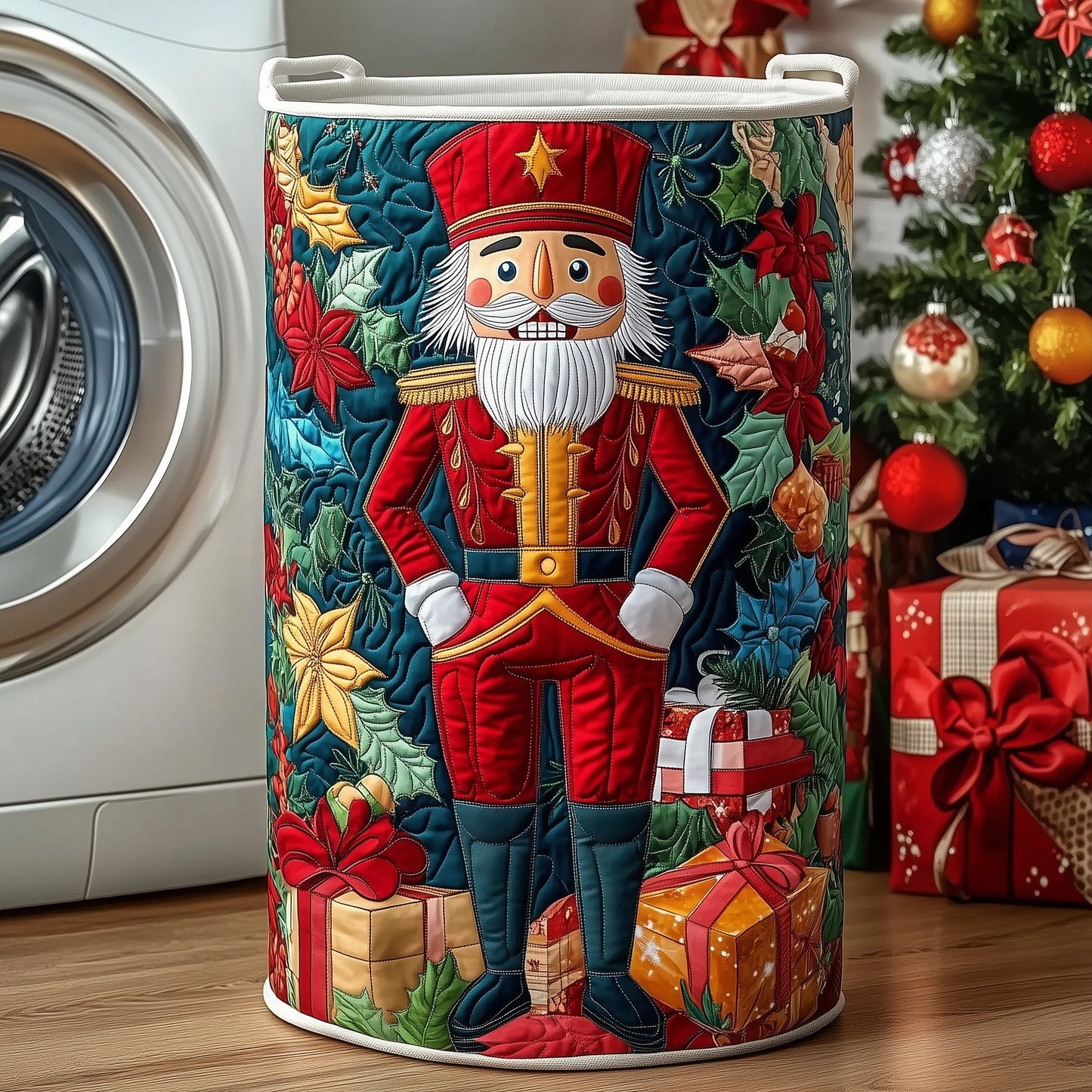 Christmas Nutcracker Quilted Laundry Basket GFTOXM427