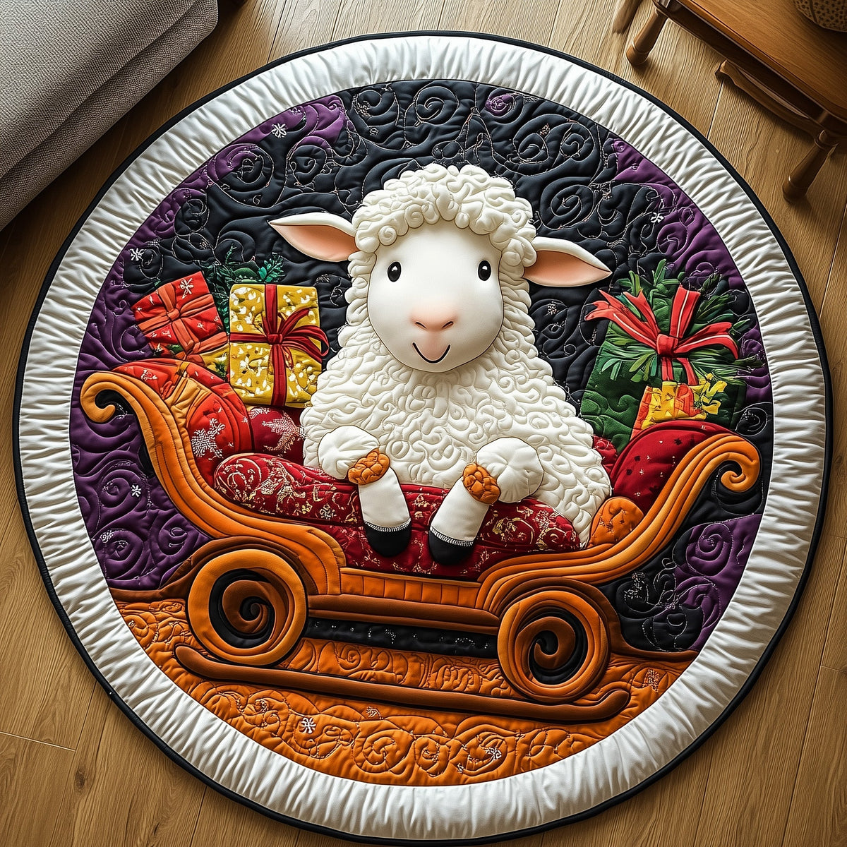 Christmas Sheep Quilted Round Mat GFTOXM437