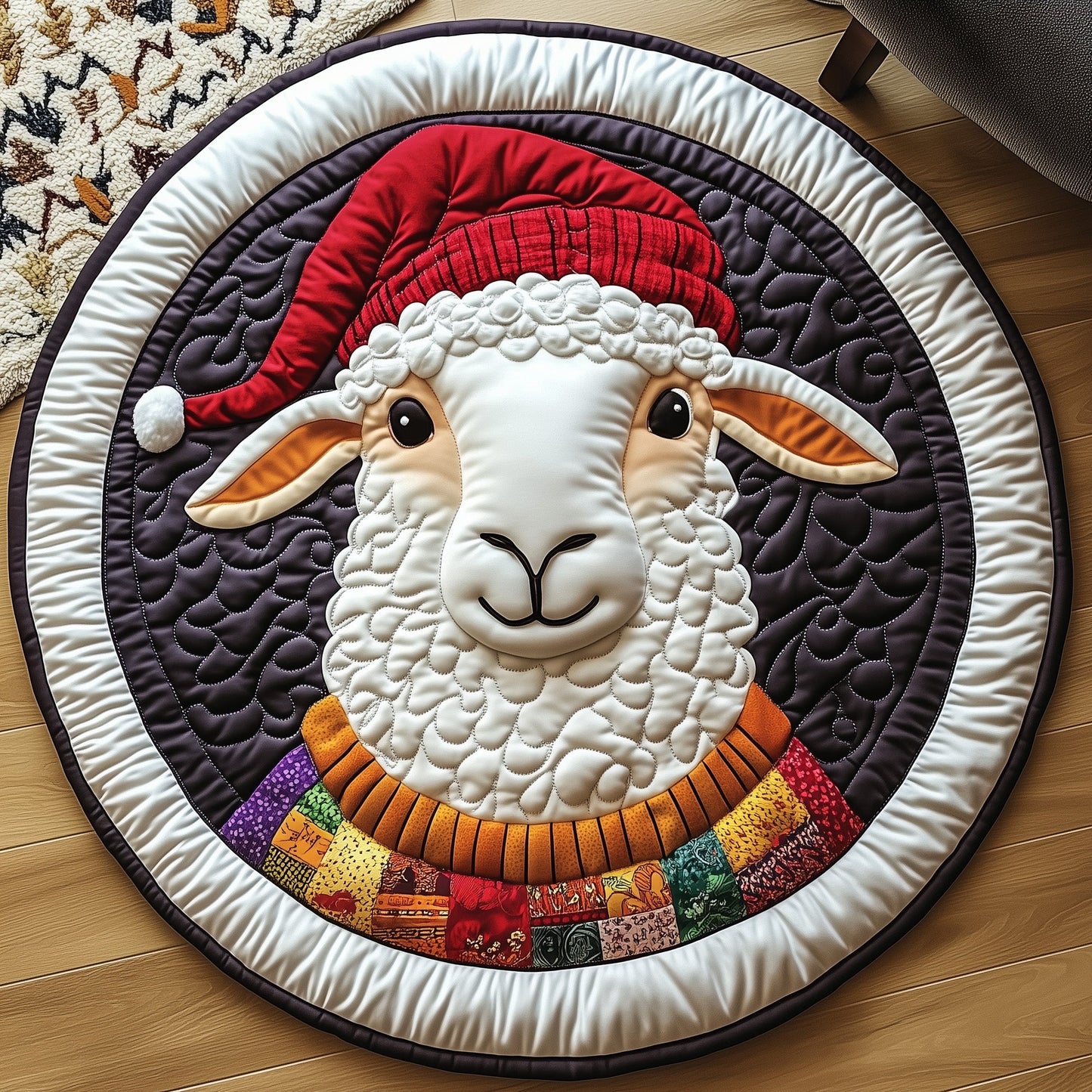 Christmas Sheep Quilted Round Mat GFTOXM440