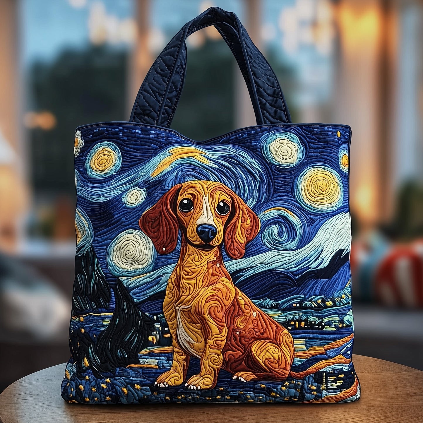 Starry Night Dachshund Quilted Tote Bag GFTOXM442