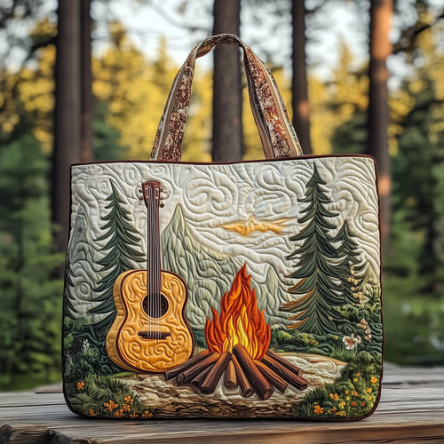 Guitar In The Woods Quilted Tote Bag GFTOXM446