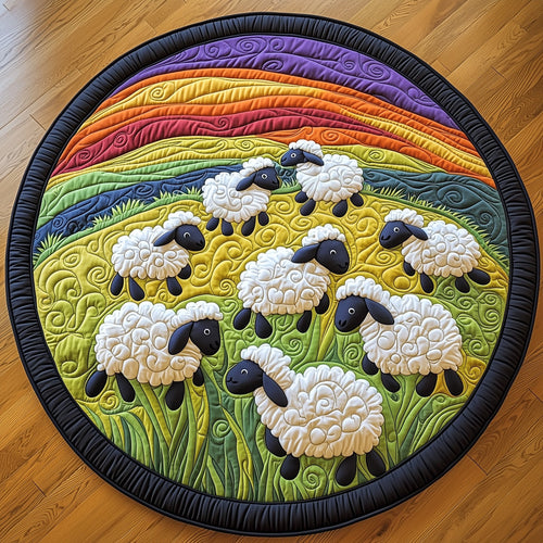 Field Sheep Quilted Round Mat GFTOXM451