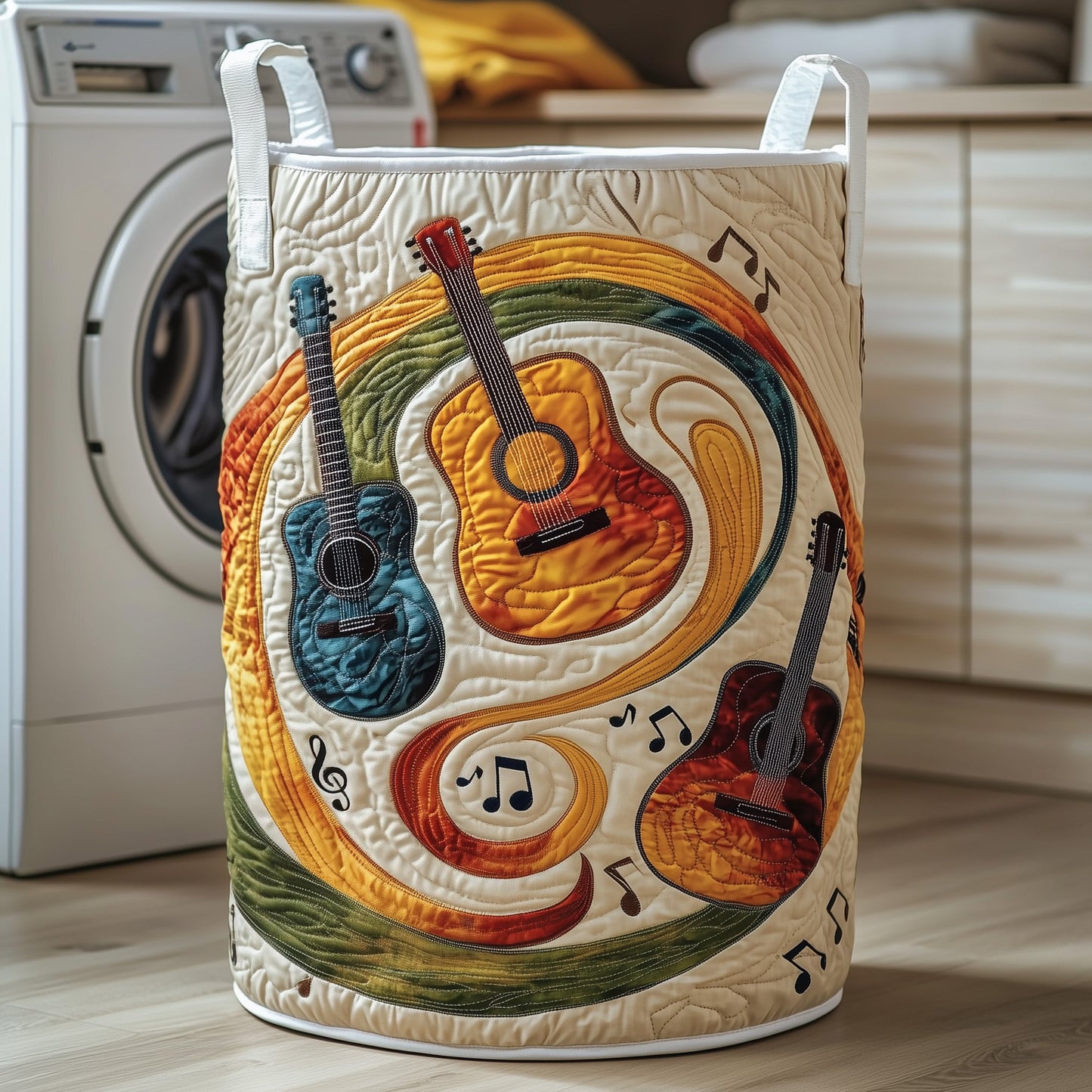 Swirly Music Quilted Laundry Basket GFTOXM459