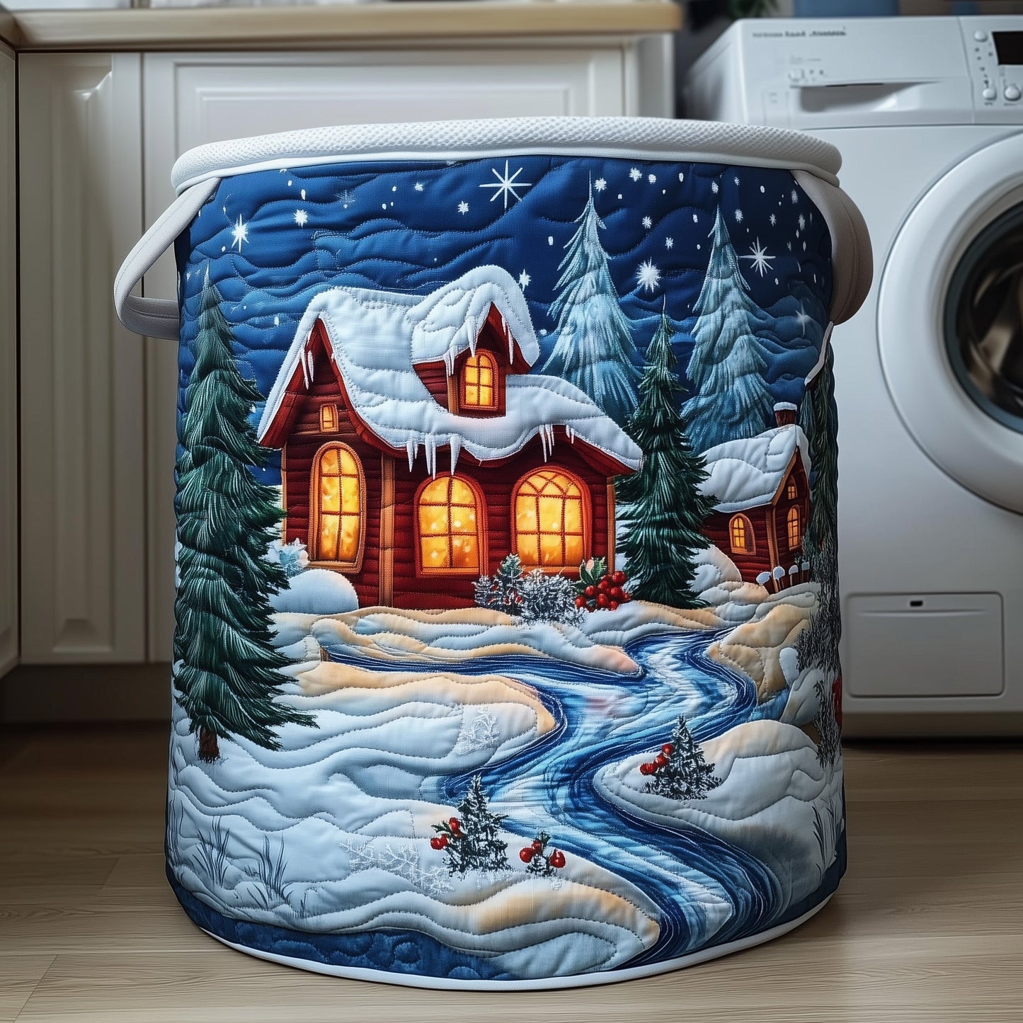 Christmas Village Quilted Laundry Basket GFTOXM478